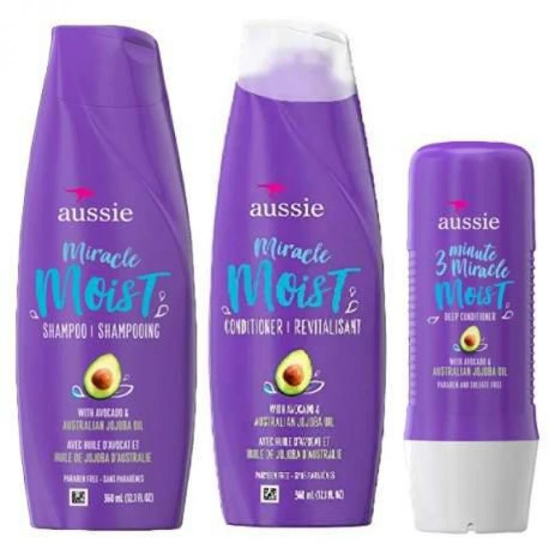 Kit Aussie Moist 3PCS Shampoo e Condicionador 400ML + Mascara 236ML