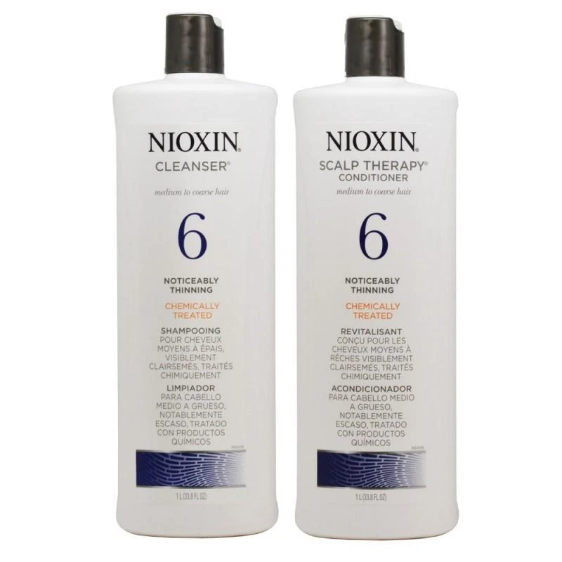 Nioxin Duo Hair System Nº6 Chemically Treated Hair Progressed Thinning Shampoo + Condicionador 1LT
