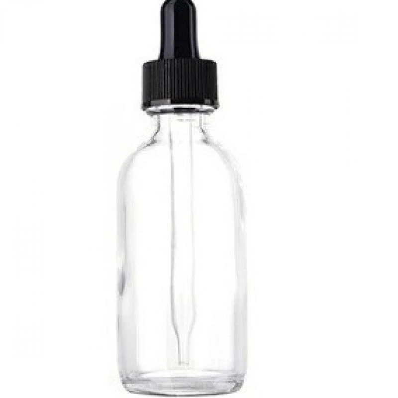Frasco Gotero 60ML Vidro Transparente Tampa Preta