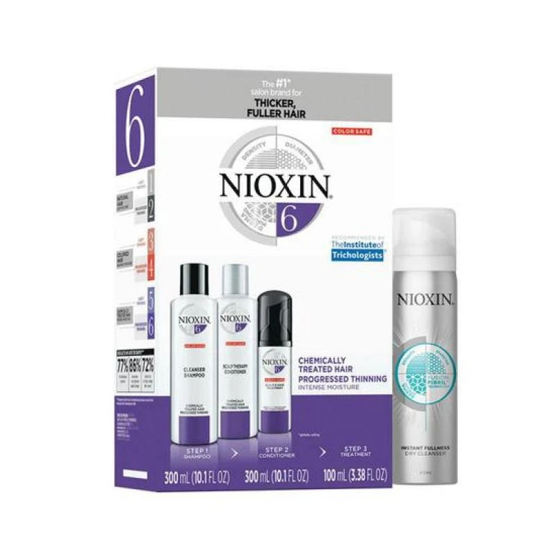 Kit Tres Passos Nioxin Nº6 Chemically Treated Hair Progressed Thinning Sh.(300ML)+Cd.(300ML)+Trat.(100ML)