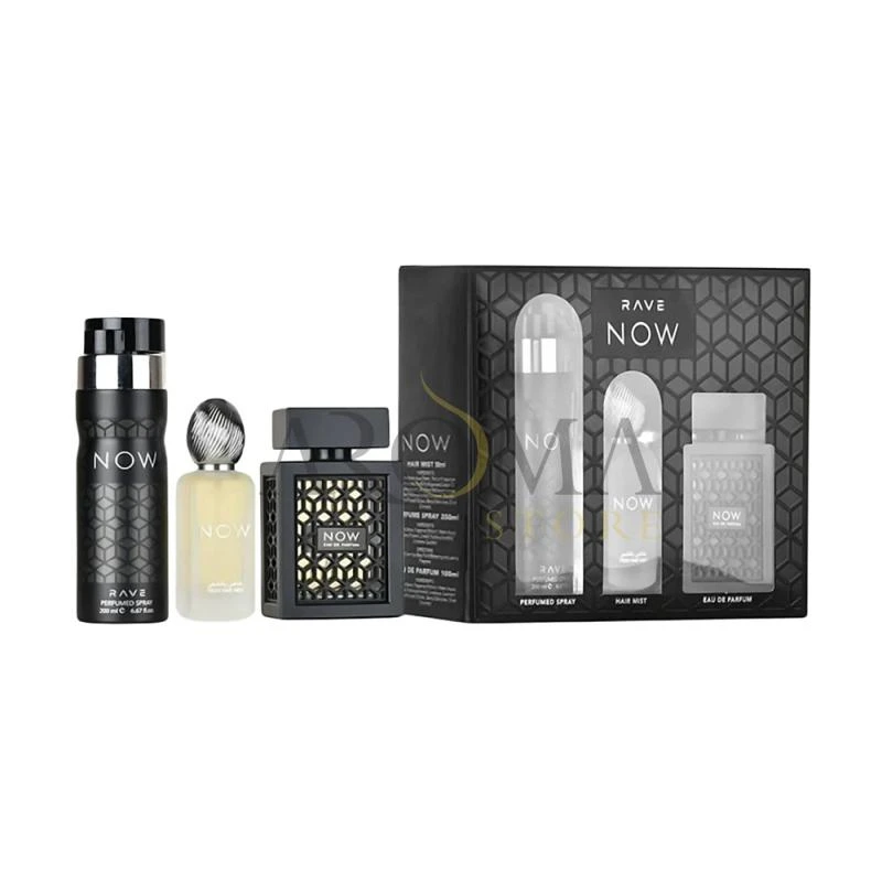 Kit Perfume Lattafa Rave Now Black Masculino 3pcs